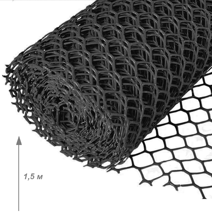Сітка пластикова чорна 20х20мм/2,20мм 1,50м/20,00м