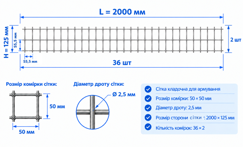 Армопояс ВР-1 50х50мм 2,50мм 0,125м/2,00м