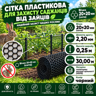 Сітка для захисту саджанців від зайців 20х20мм 0,25х30м